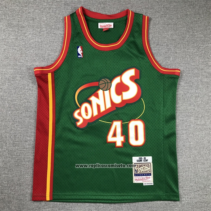Camiseta Nino Seattle SuperSonics Shawn Kemp #40 Historic Retro Verde